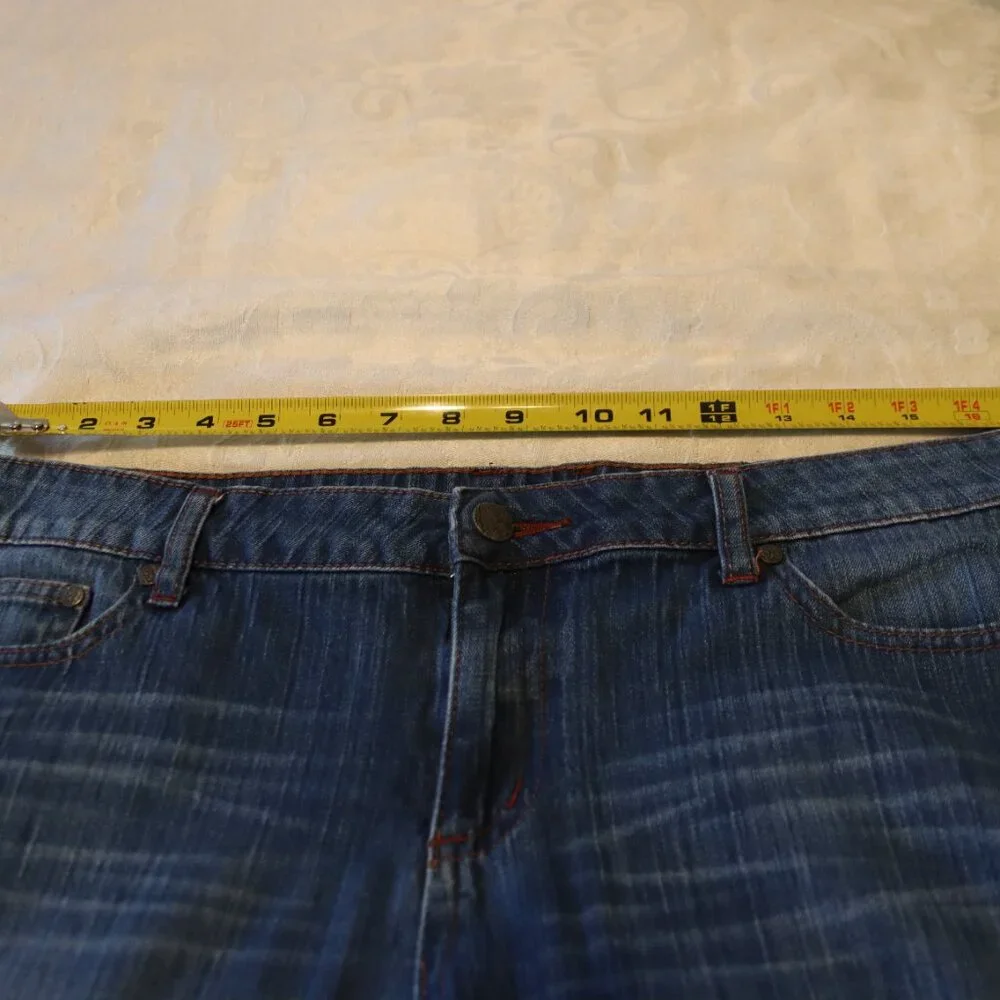 Prana Long Blue Denim 5 Pocket Shorts Size 10 Organic Cotton/ Lycra Casual